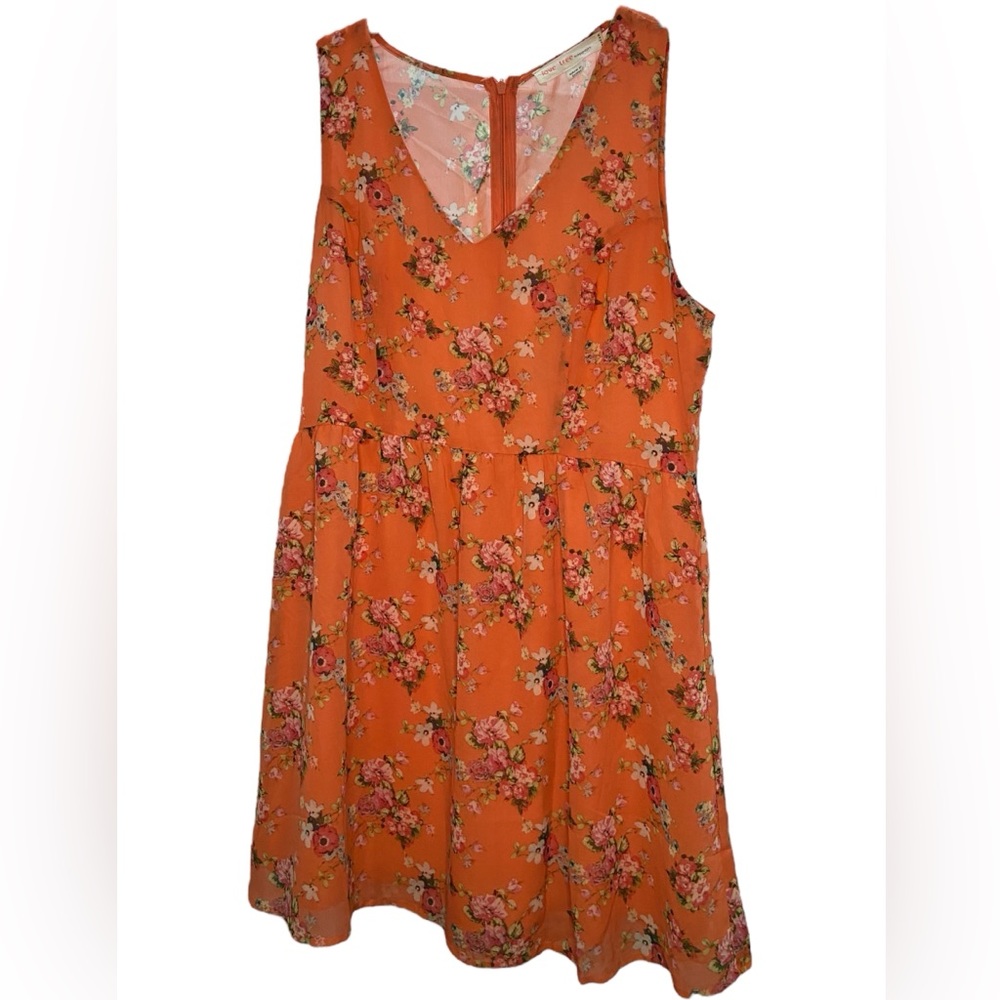 Love Tree Happens Peachy-pink Floral Lined Chiffon Sleeveless Mini Dress Medium